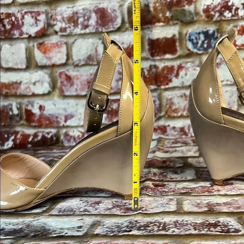 * Furla Nude Patent Leather Open-Toe Heels